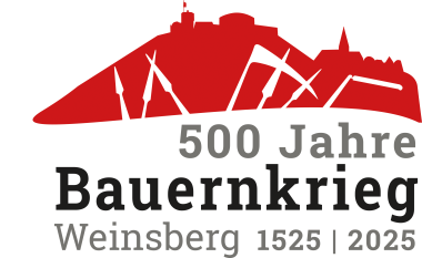 Logo zu 500 Jahre Bauernkrieg Weinsberg 1525 - 2025 - im Hintergrund Weinsbergs Silhouette