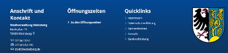 Screenshot Fußleiste Kontaktdaten