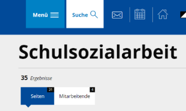 Screenshot Suche Schulsozialarbeit