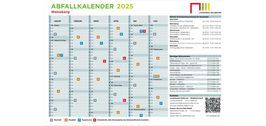 
Abfallkalender 2025 - Weinsberg
